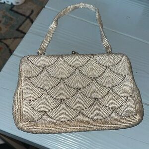 Walborg Gold Beaded Clutch